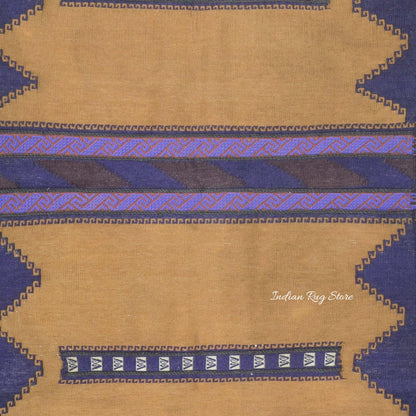 Alfombra Kilim de algodón tejida a mano para sala de estar, color marrón CK-557