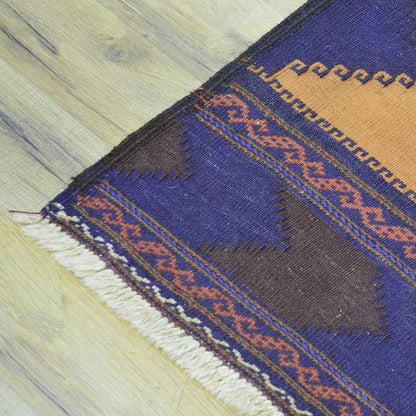 Hand Woven Cotton Kilim Living Room Rug Brown CK-557