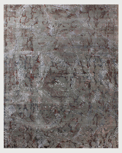 Brown Gray Hand Knotted Wool Bedroom Living Room Rug