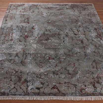 Brown Gray Hand Knotted Wool Bedroom Living Room Rug