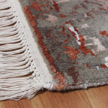 Brown Gray Hand Knotted Wool Bedroom Living Room Rug