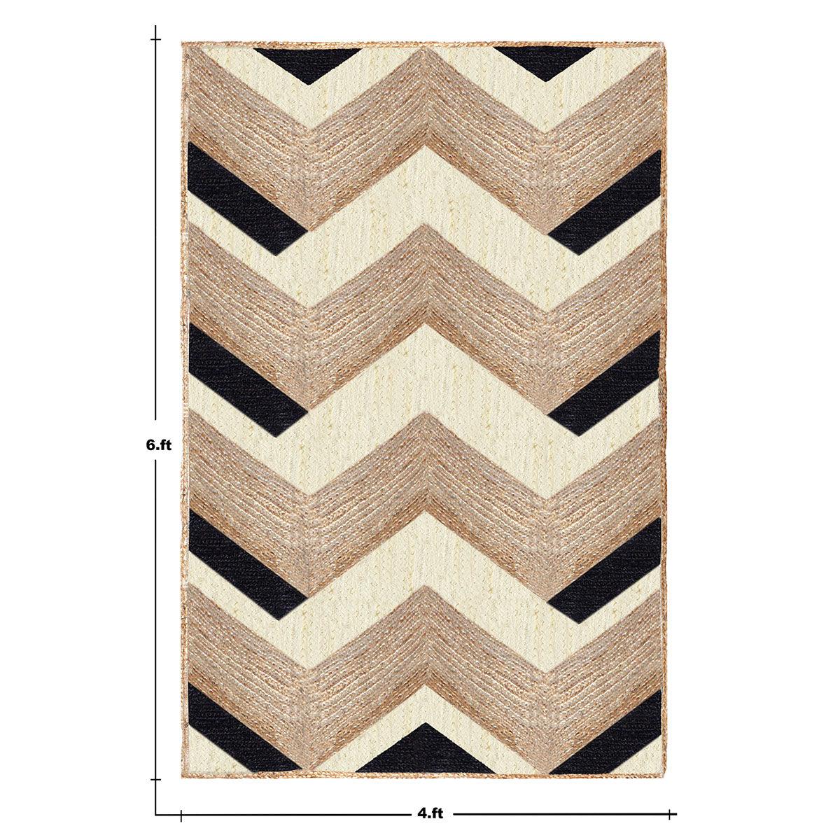 Rectangle Dhurrie Beige Black Hand Braided Hallway Jute Rug - Indian Rug Store