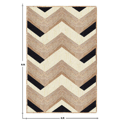 Rectangle Dhurrie Beige Black Hand Braided Hallway Jute Rug - Indian Rug Store