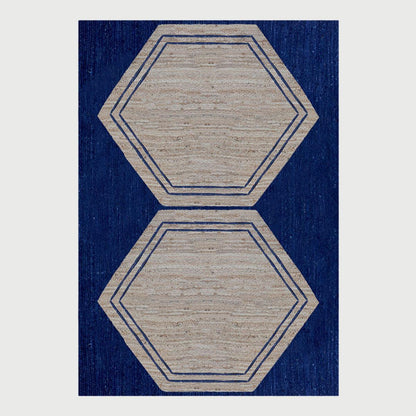 Hand Braided Attractive Beige Blue Interior Decor Jute Rug - Indian Rug Store