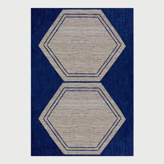 Hand Braided Attractive Beige Blue Interior Decor Jute Rug - Indian Rug Store