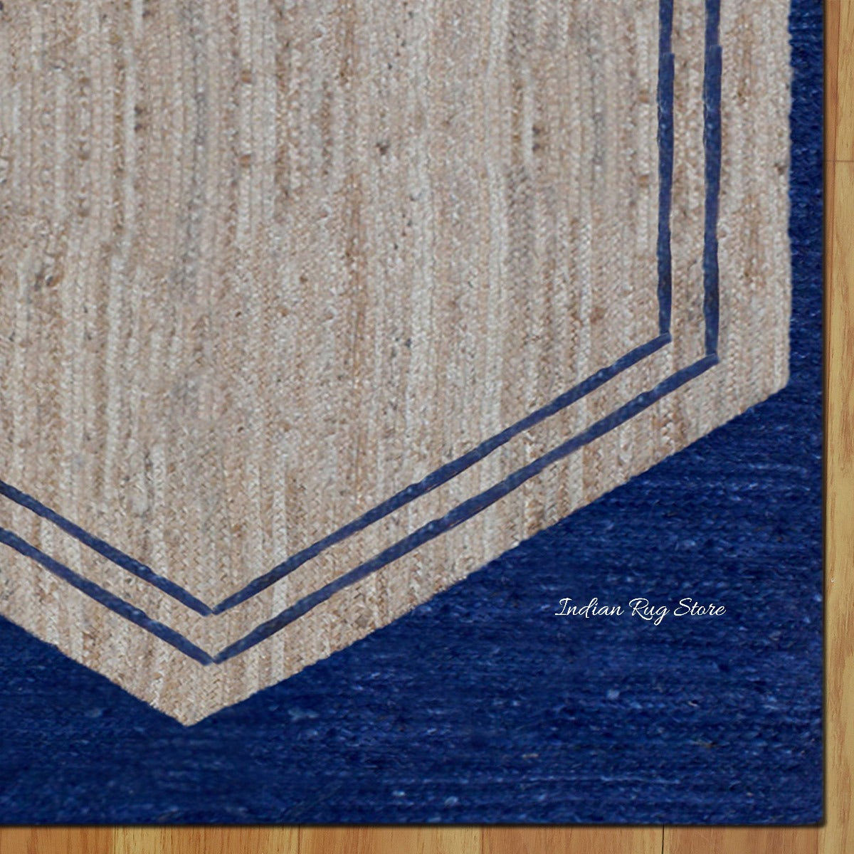 Hand Braided Attractive Beige Blue Interior Decor Jute Rug