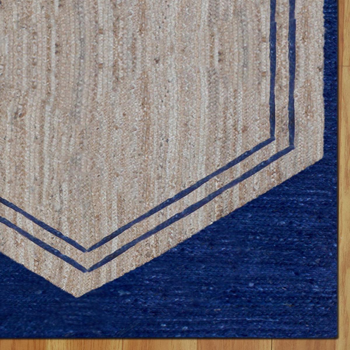 Hand Braided Attractive Beige Blue Interior Decor Jute Rug - Indian Rug Store