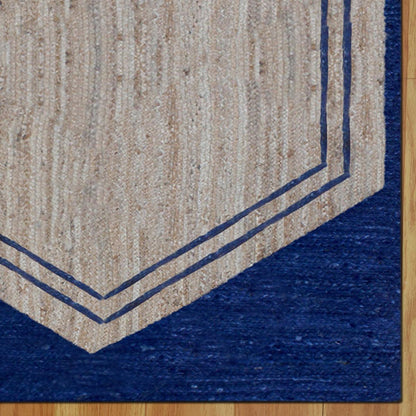 Hand Braided Attractive Beige Blue Interior Decor Jute Rug - Indian Rug Store