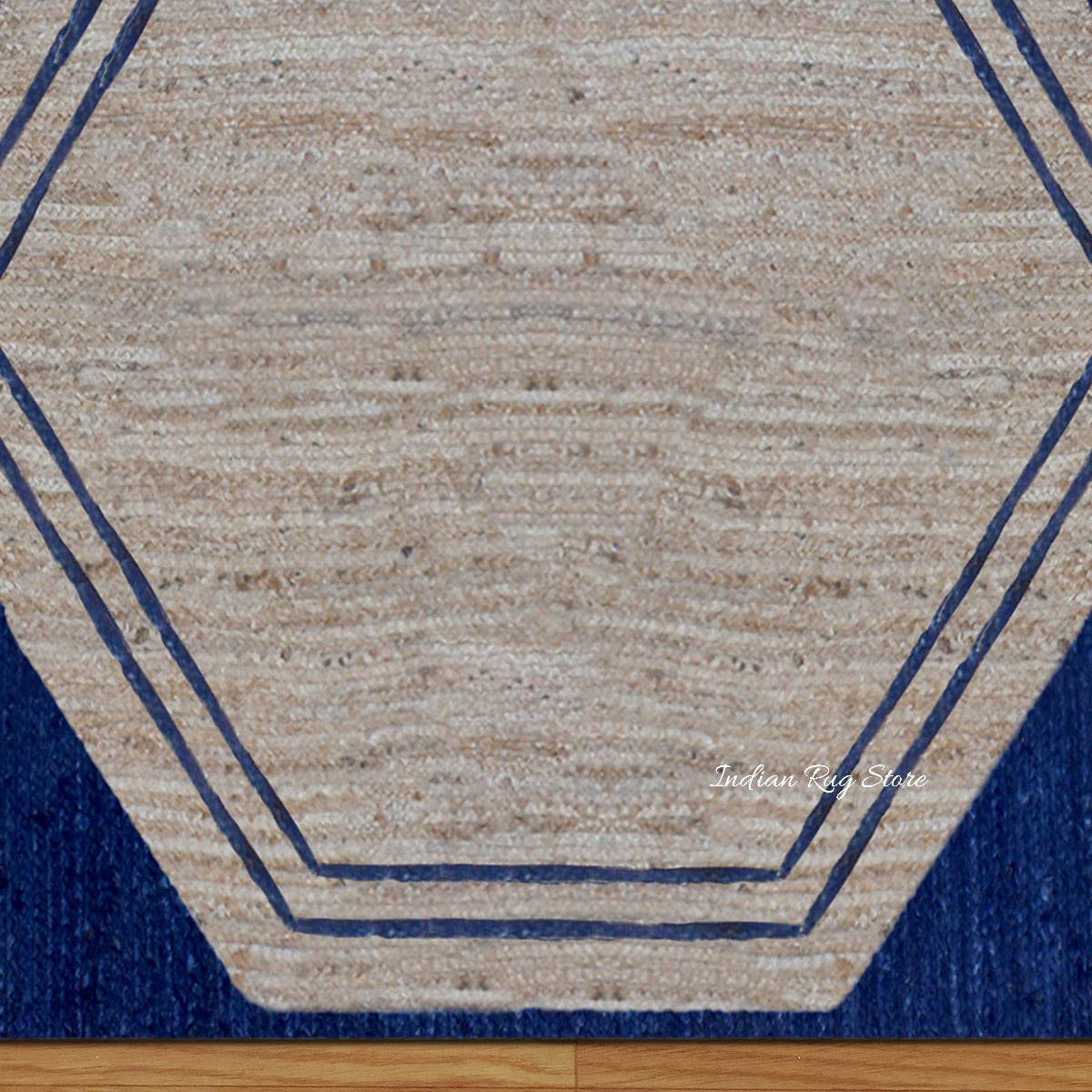 Hand Braided Attractive Beige Blue Interior Decor Jute Rug