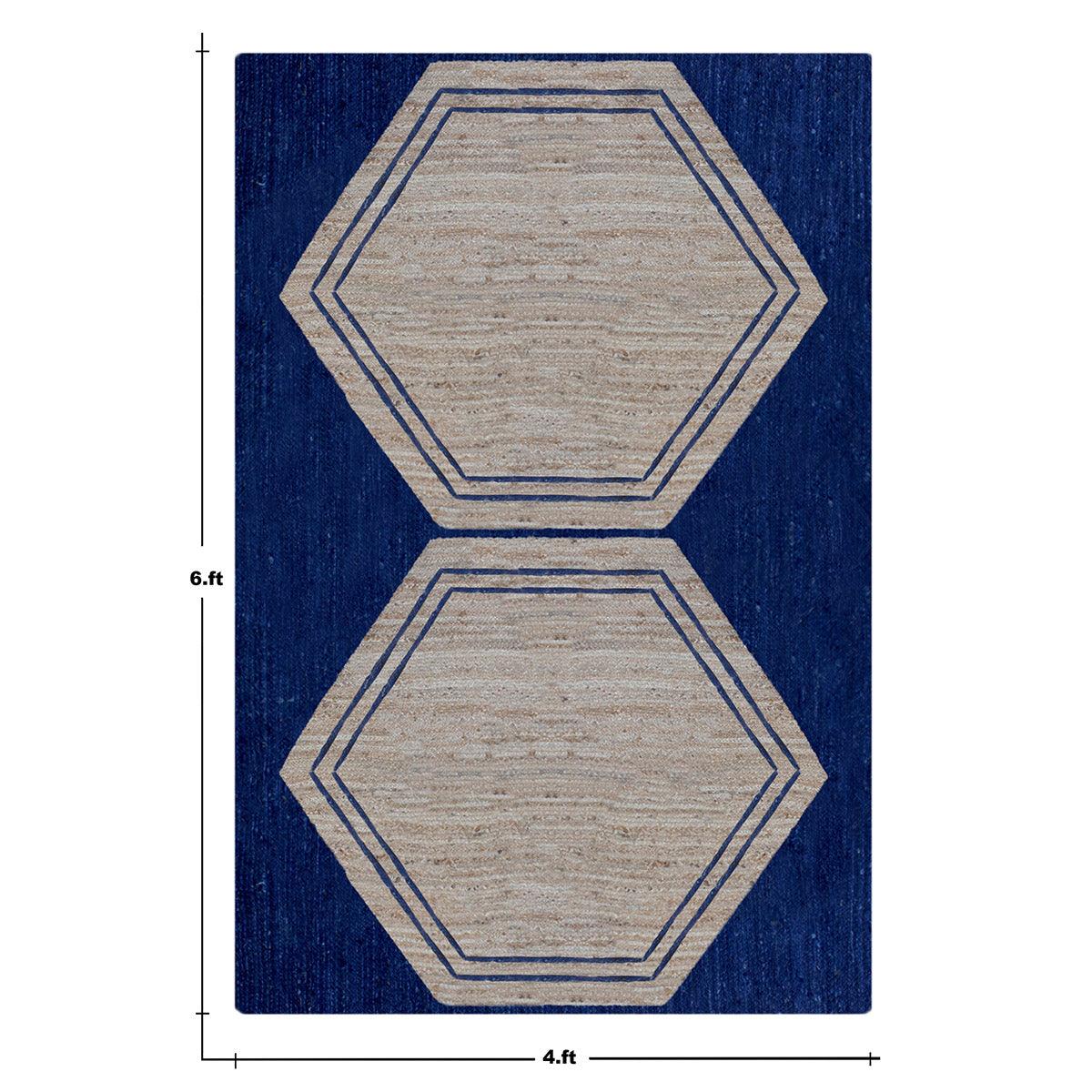 Hand Braided Attractive Beige Blue Interior Decor Jute Rug - Indian Rug Store