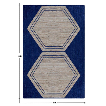 Hand Braided Attractive Beige Blue Interior Decor Jute Rug - Indian Rug Store