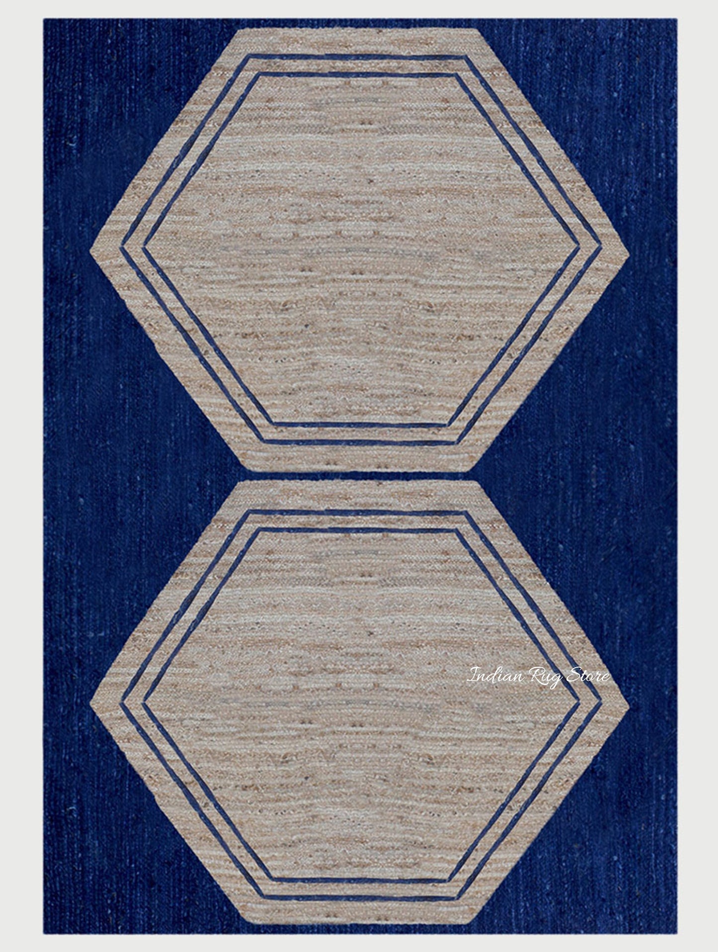 Hand Braided Attractive Beige Blue Interior Decor Jute Rug