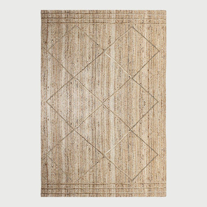 Geometric Beige Hand Braided Out House Jute Rug - Indian Rug Store