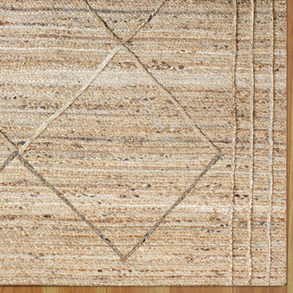 Geometric Beige Hand Braided Out House Jute Rug