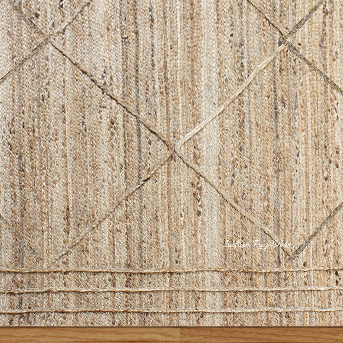 Geometric Beige Hand Braided Out House Jute Rug