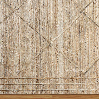 Geometric Beige Hand Braided Out House Jute Rug