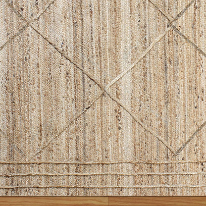 Geometric Beige Hand Braided Out House Jute Rug - Indian Rug Store