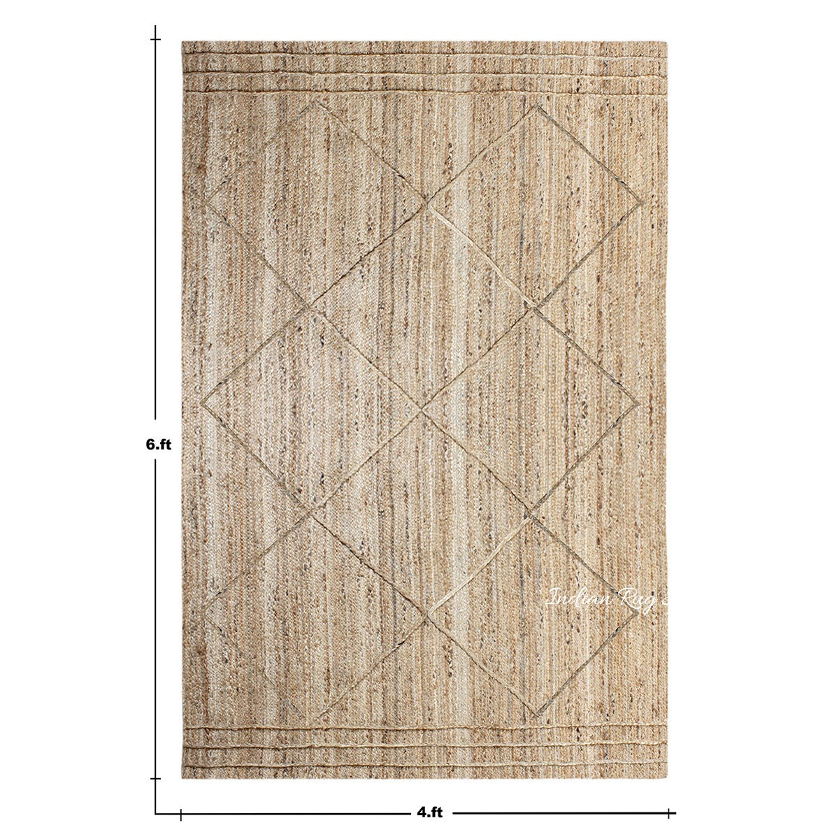 Geometric Beige Hand Braided Out House Jute Rug