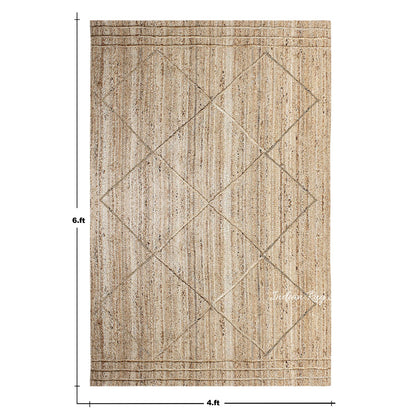 Geometric Beige Hand Braided Out House Jute Rug