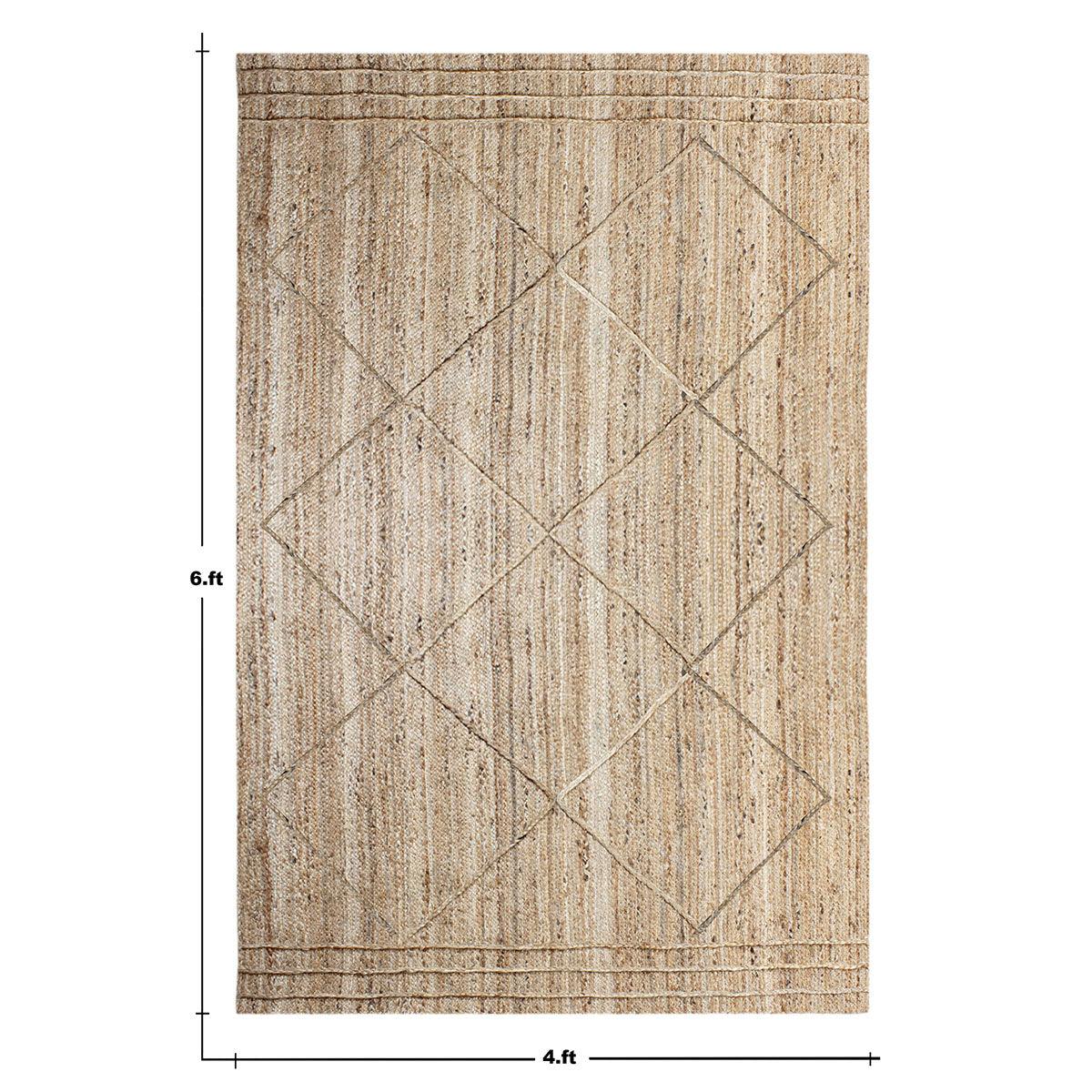 Geometric Beige Hand Braided Out House Jute Rug - Indian Rug Store