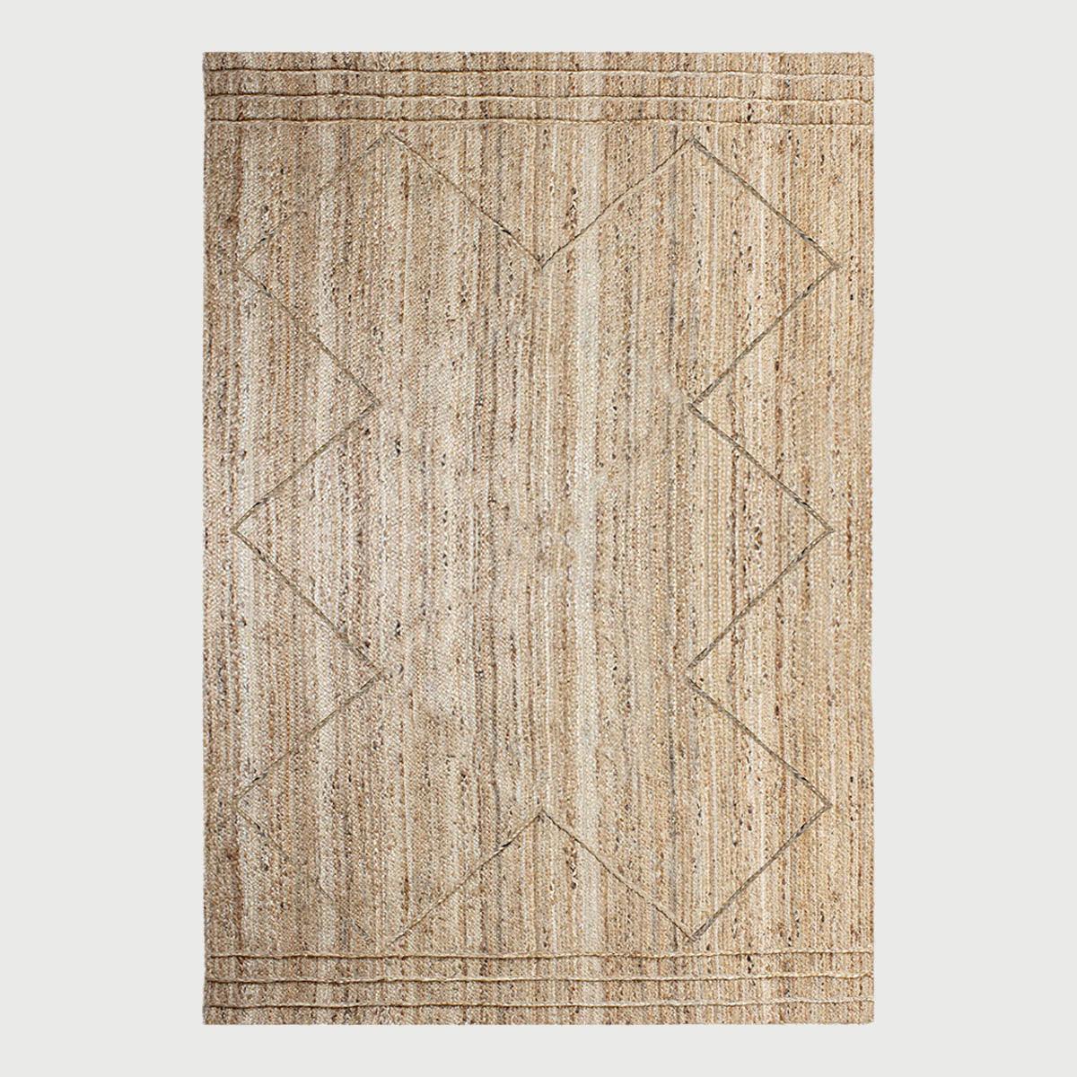 Hand Braided Geometric Beige Farm House Decor Jute Rug - Indian Rug Store