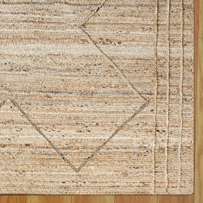 Hand Braided Geometric Beige Farm House Decor Jute Rug