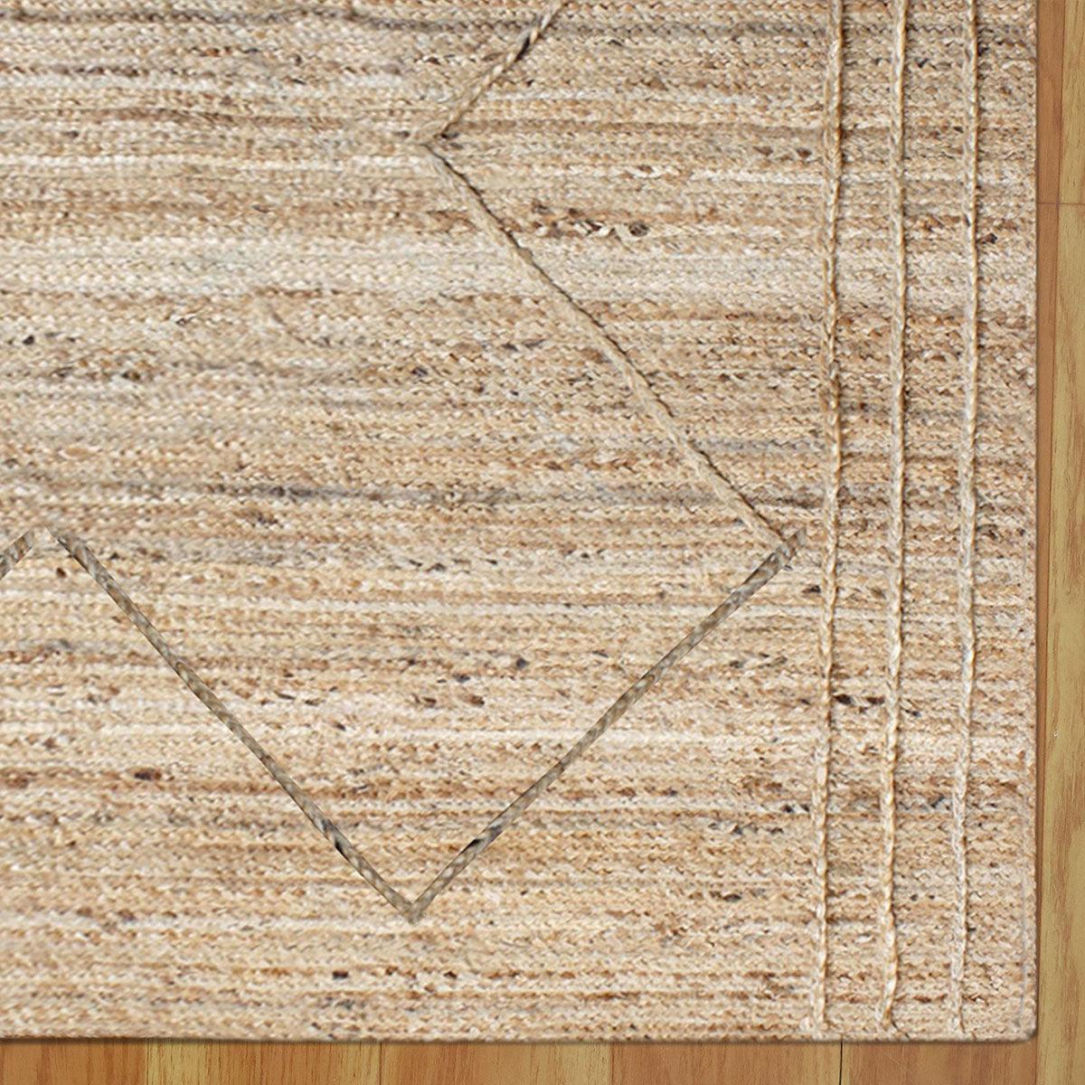 Hand Braided Geometric Beige Farm House Decor Jute Rug - Indian Rug Store