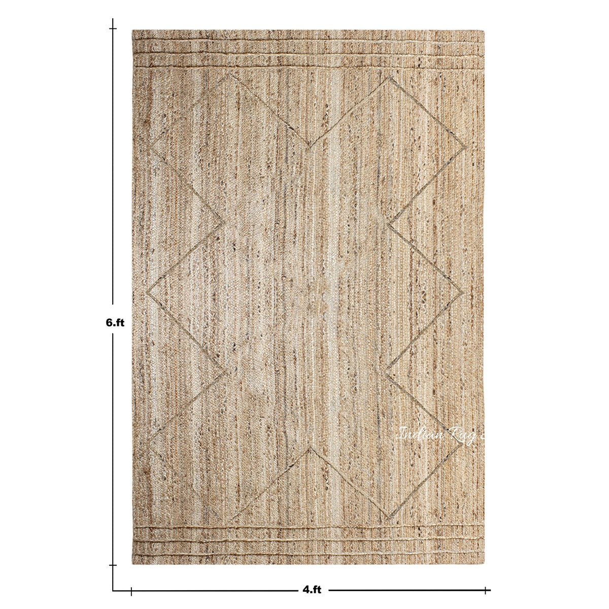 Hand Braided Geometric Beige Farm House Decor Jute Rug