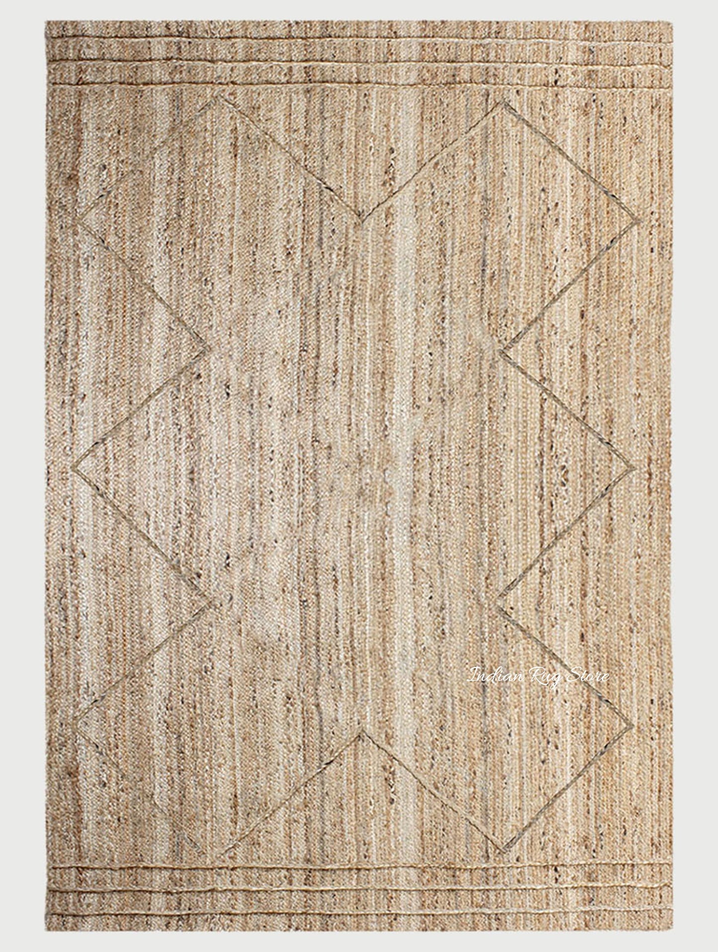 Hand Braided Geometric Beige Farm House Decor Jute Rug