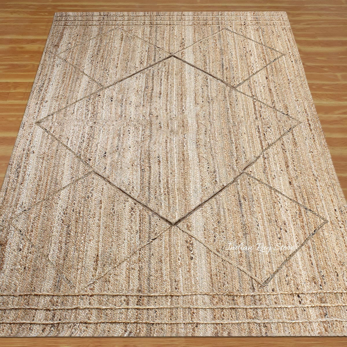 Beige Dhurrie Design Hand Braided Living Area Decor Jute Rug