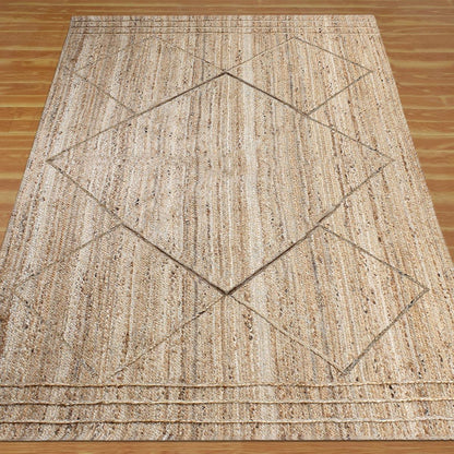 Beige Dhurrie Design Hand Braided Living Area Decor Jute Rug - Indian Rug Store