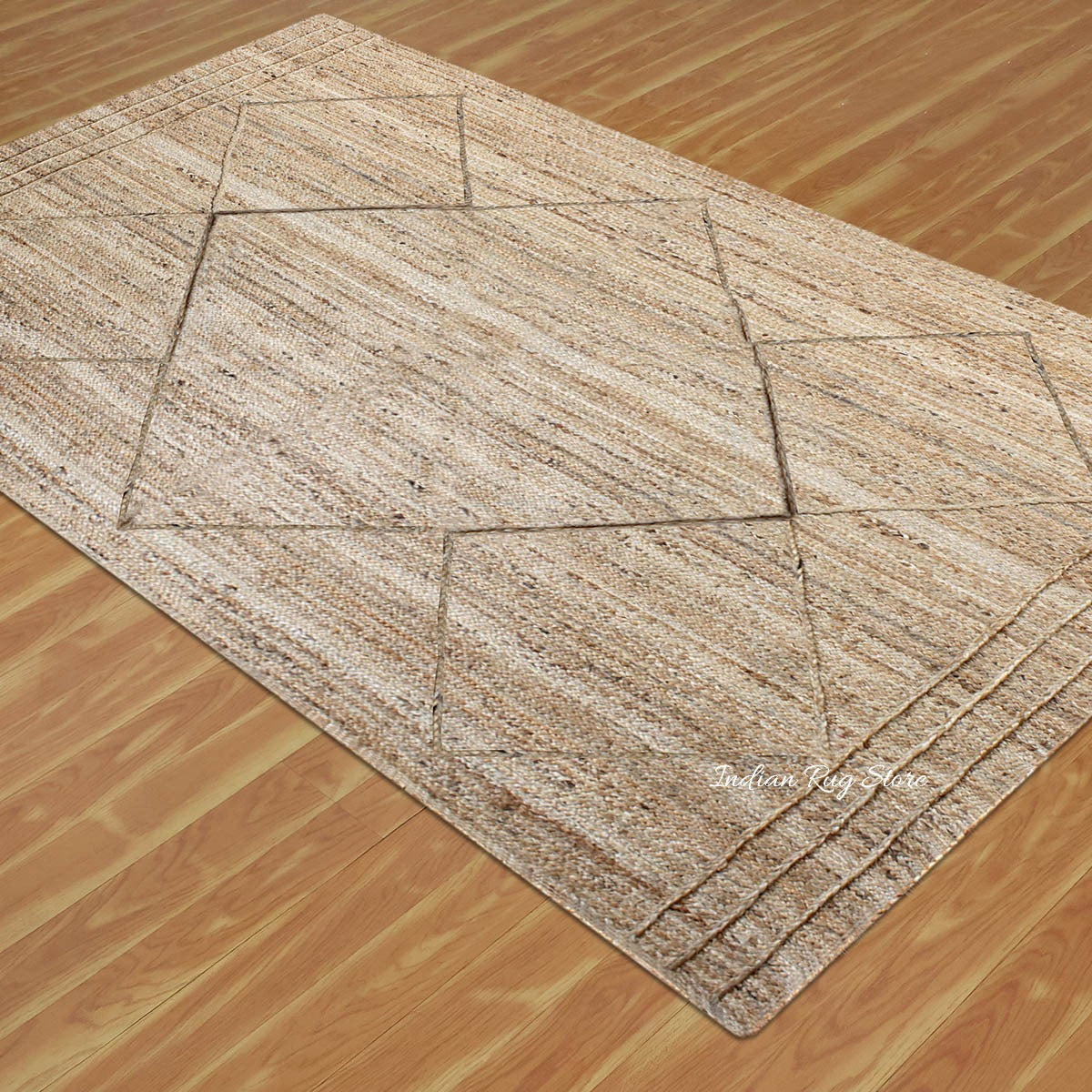 Beige Dhurrie Design Hand Braided Living Area Decor Jute Rug