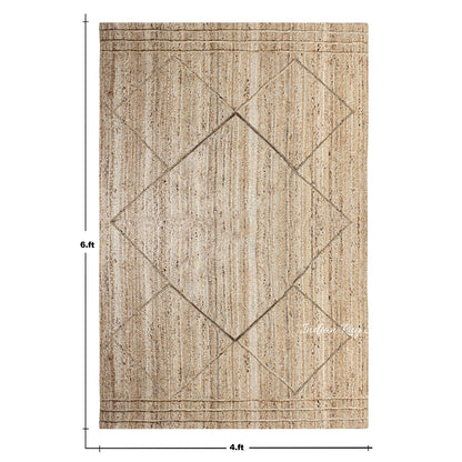 Beige Dhurrie Design Hand Braided Living Area Decor Jute Rug