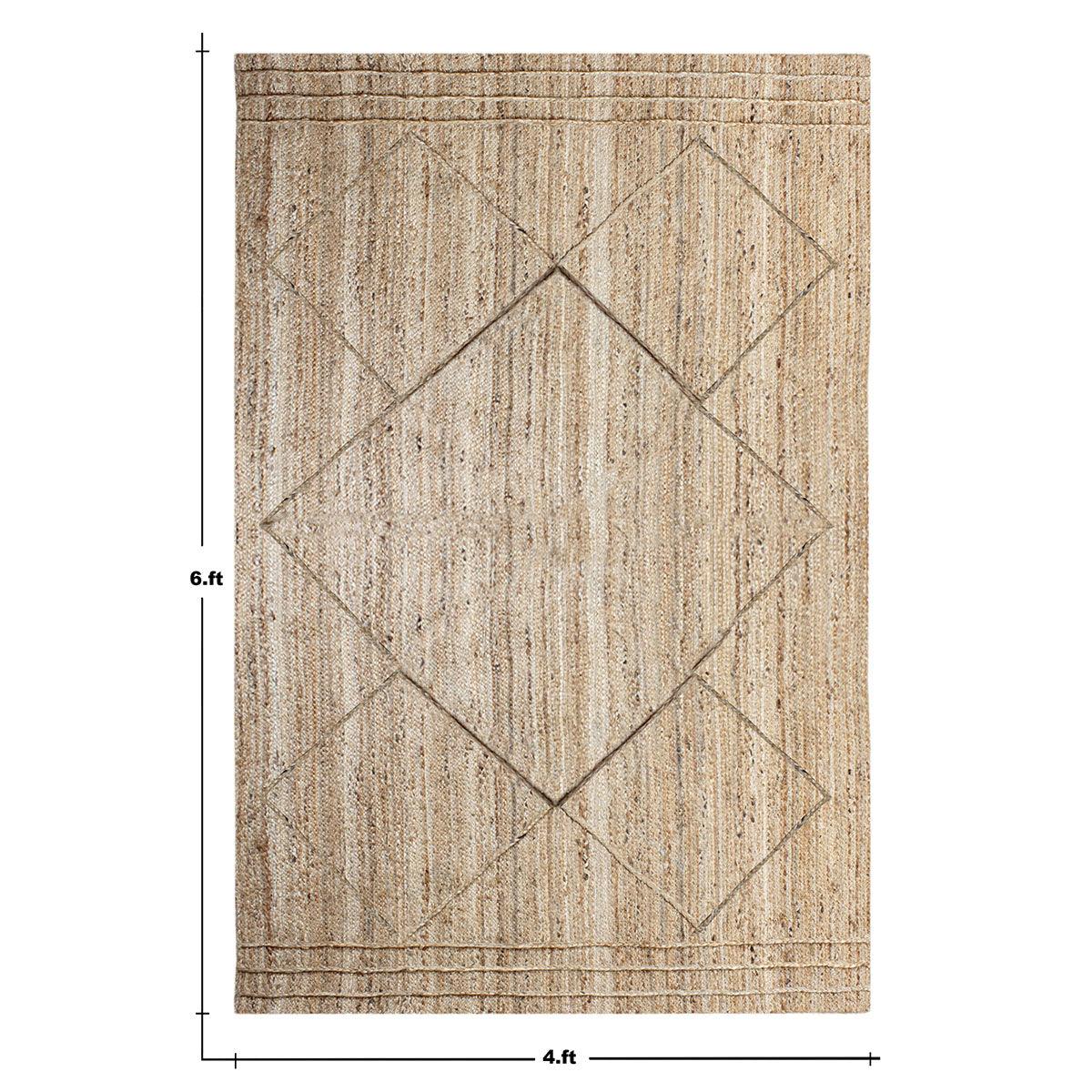 Beige Dhurrie Design Hand Braided Living Area Decor Jute Rug - Indian Rug Store