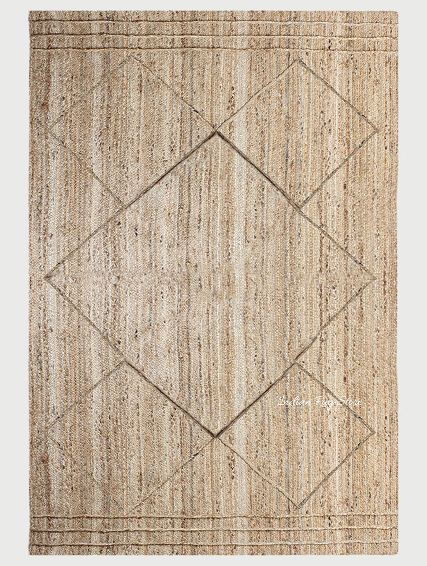 Beige Dhurrie Design Hand Braided Living Area Decor Jute Rug