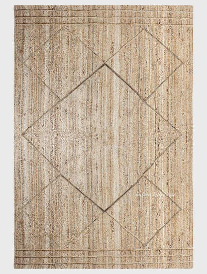 Beige Dhurrie Design Hand Braided Living Area Decor Jute Rug