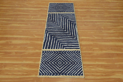 Home Decor Beige Blue Hand Braided Geometric Jute Rug - Indian Rug Store