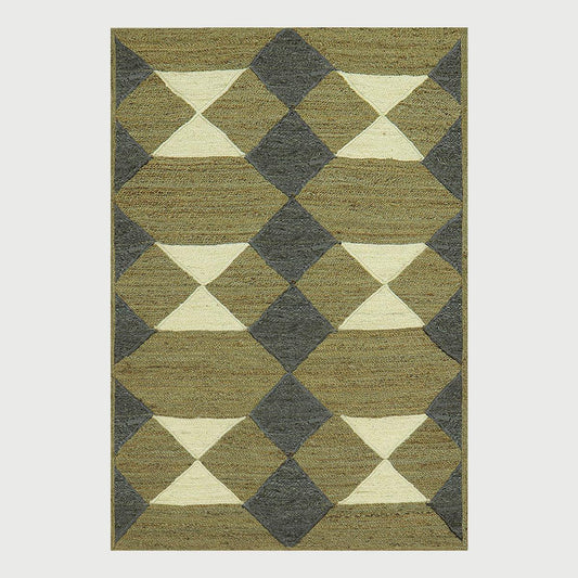 Hand Braided Green Multicolor Geometric Interior Decor Jute Rug - Indian Rug Store