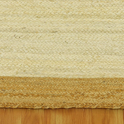 Hand Braided Geometric White Beige Interior Decor Jute Rug - Indian Rug Store