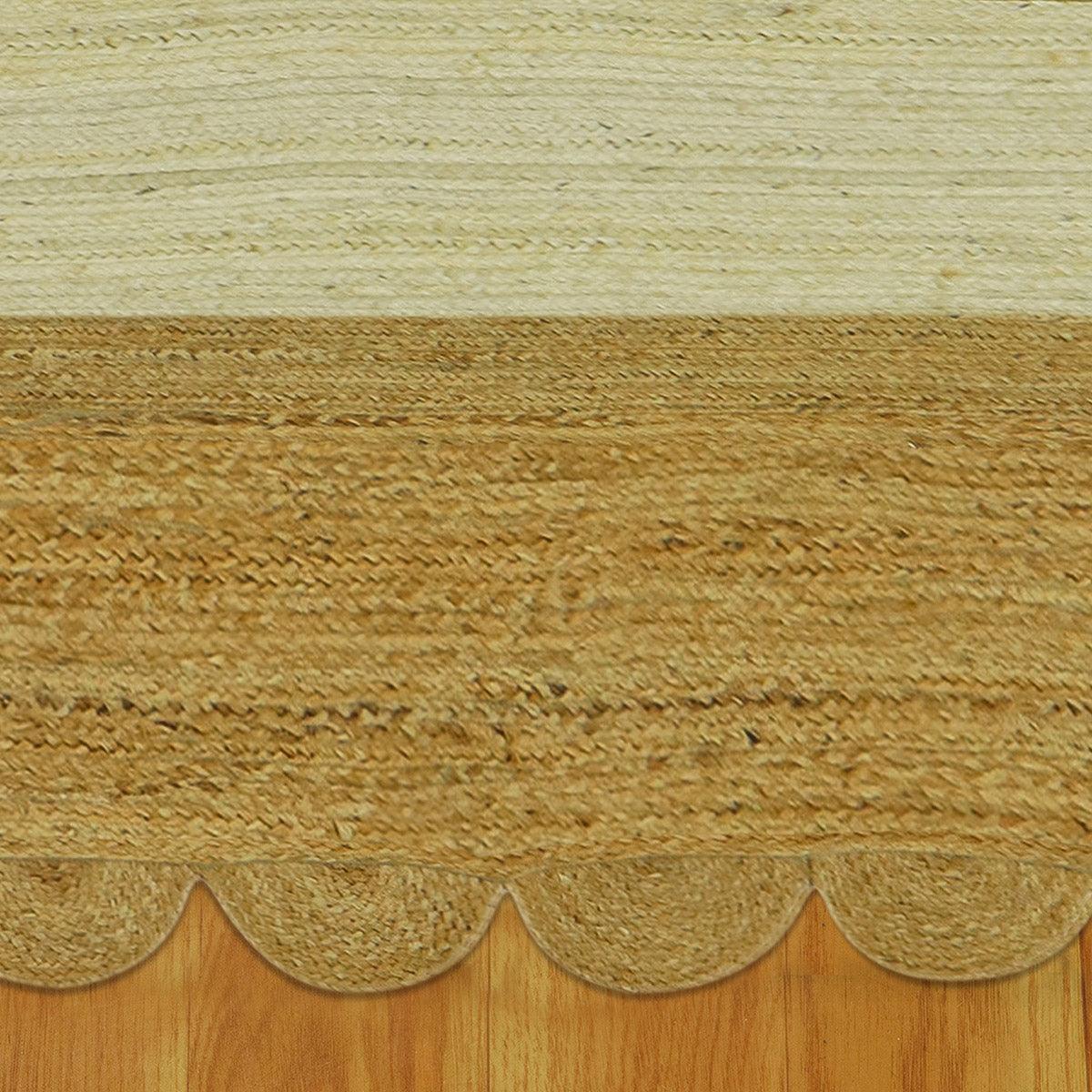 Hand Braided Beige White Geometric Living Area Jute Rug - Indian Rug Store