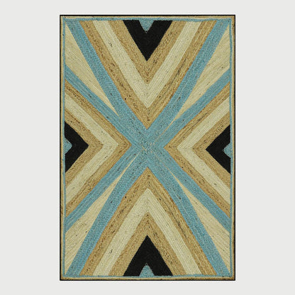 Hand Braided Geometric Multicolor Entrance Jute Rug - Indian Rug Store