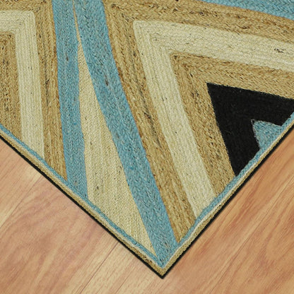 Hand Braided Geometric Multicolor Entrance Jute Rug - Indian Rug Store