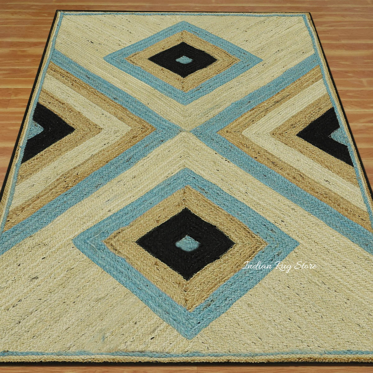 Multicolor Hand Braided Geometric Living Area Jute Rug