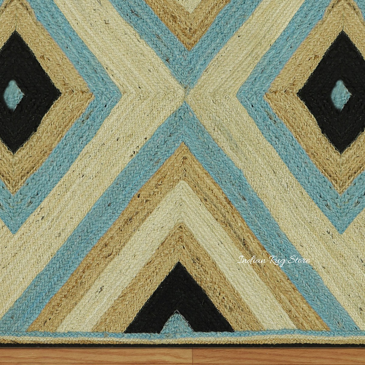 Multicolor Hand Braided Geometric Living Area Jute Rug