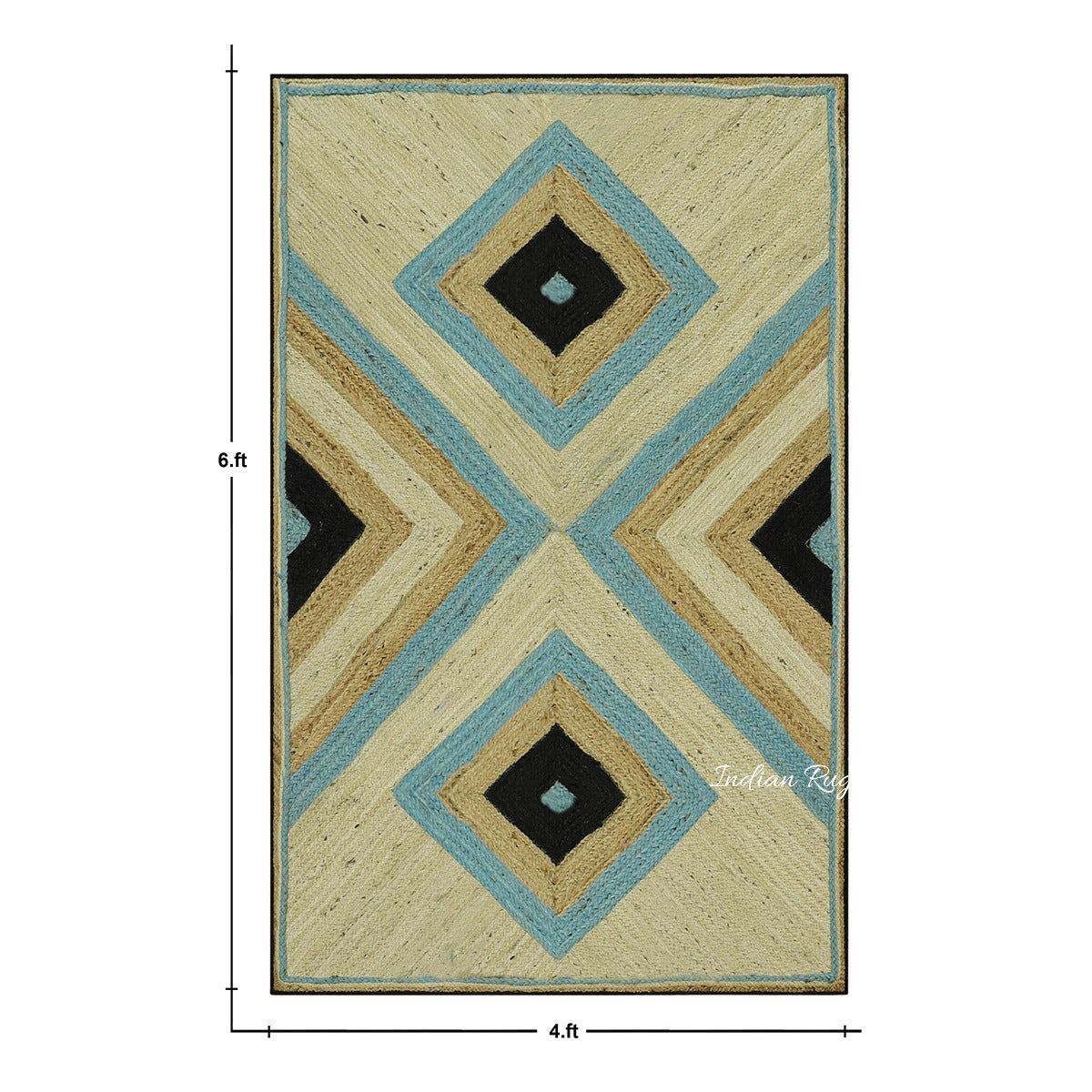 Multicolor Hand Braided Geometric Living Area Jute Rug