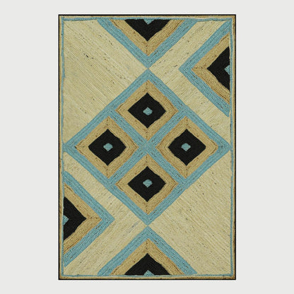 Multicolor Geometric Hand Braided Hallway Jute Rug - Indian Rug Store