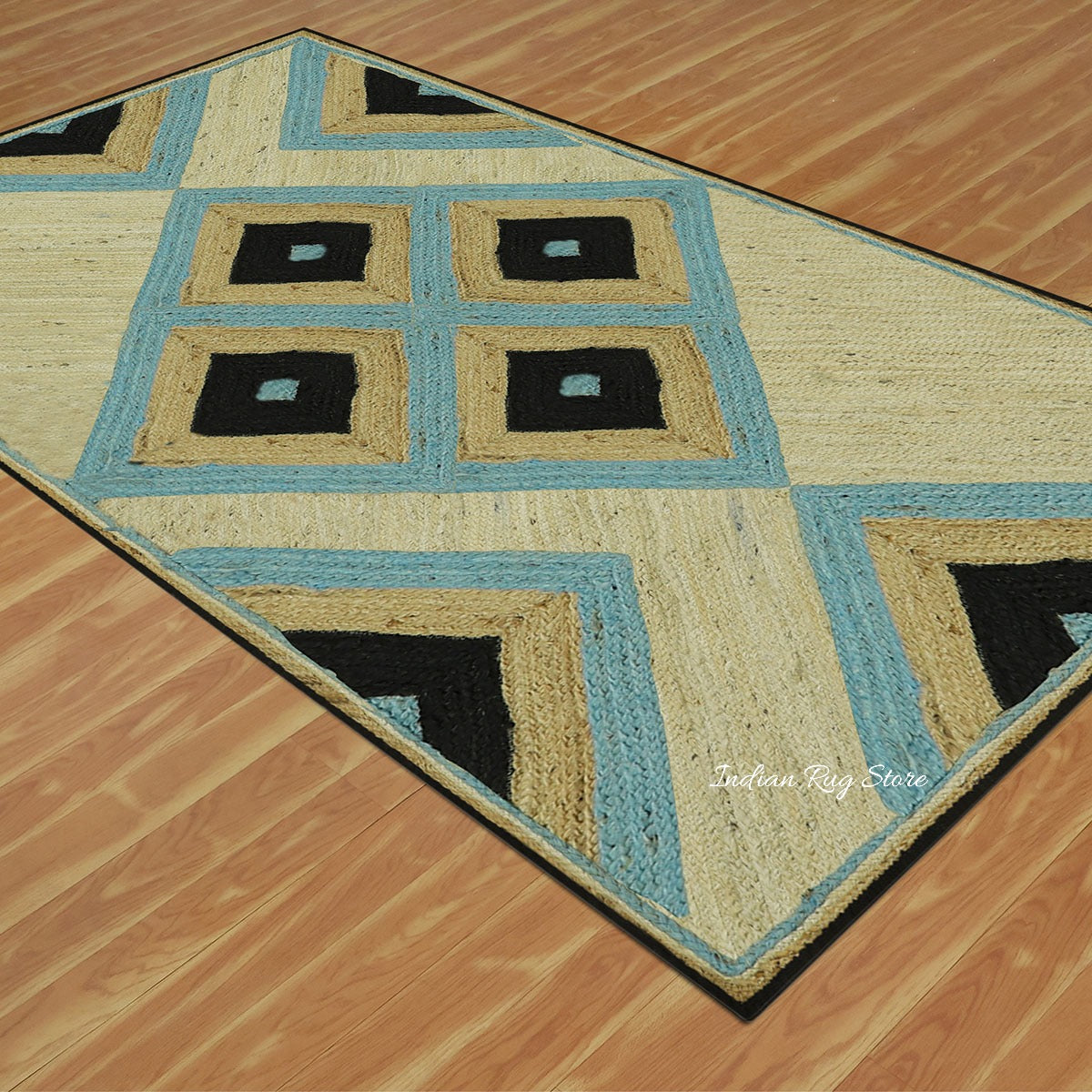 Multicolor Geometric Hand Braided Hallway Jute Rug