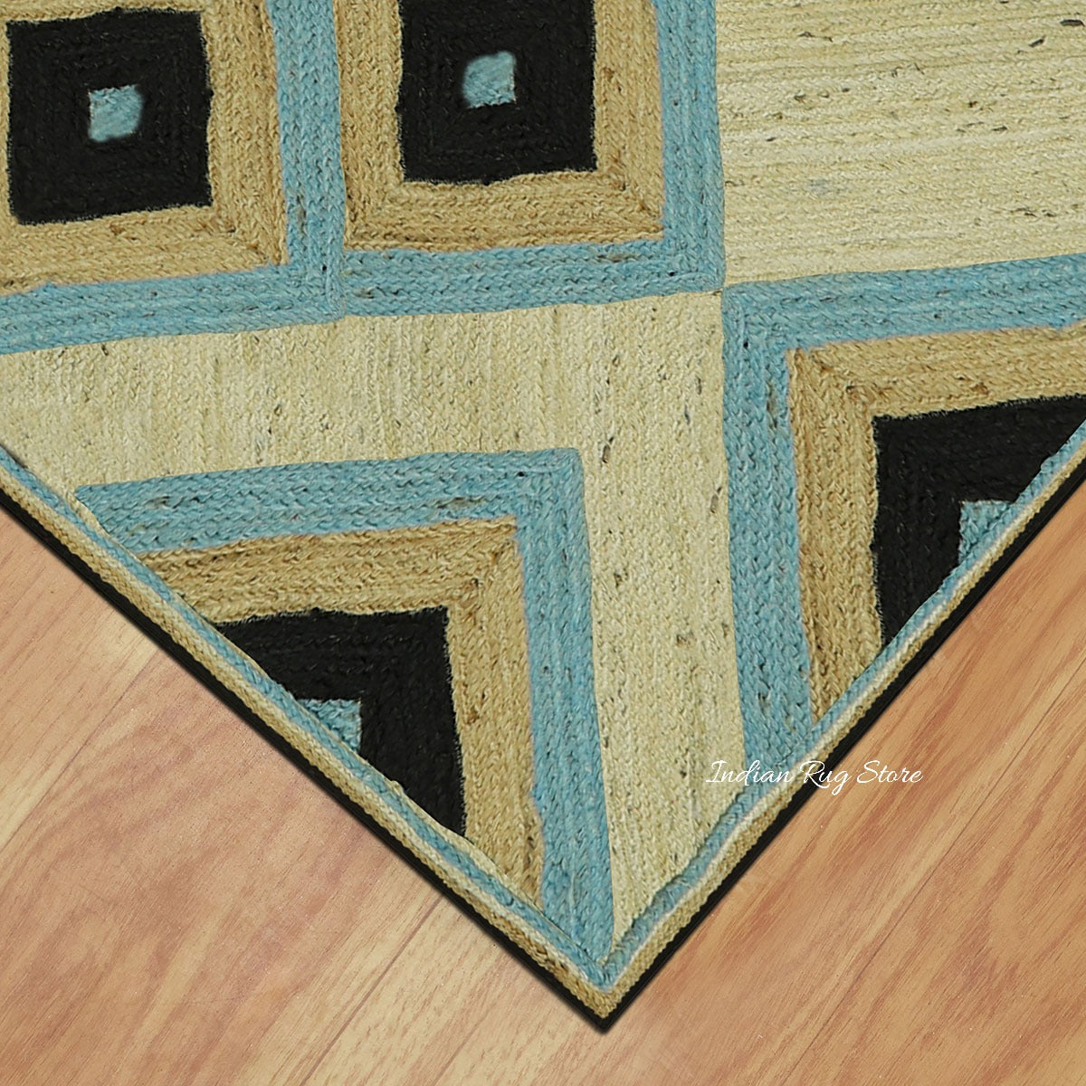 Multicolor Geometric Hand Braided Hallway Jute Rug