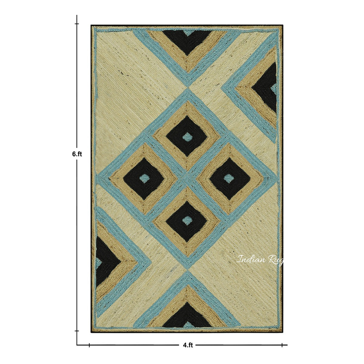 Multicolor Geometric Hand Braided Hallway Jute Rug