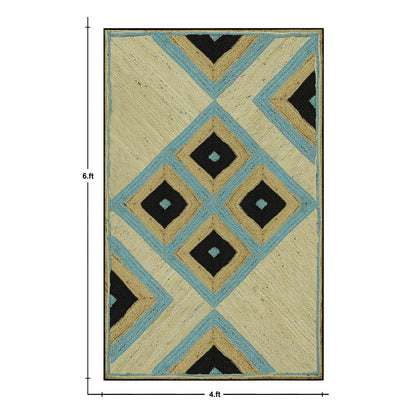 Multicolor Geometric Hand Braided Hallway Jute Rug - Indian Rug Store